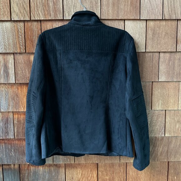 Never Worn Betabrand Bold Black Vegan Suede Moto Jacket in Women's Size XXL - Picture 10 of 11